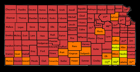 Kansas Map of Radon Gas 2014