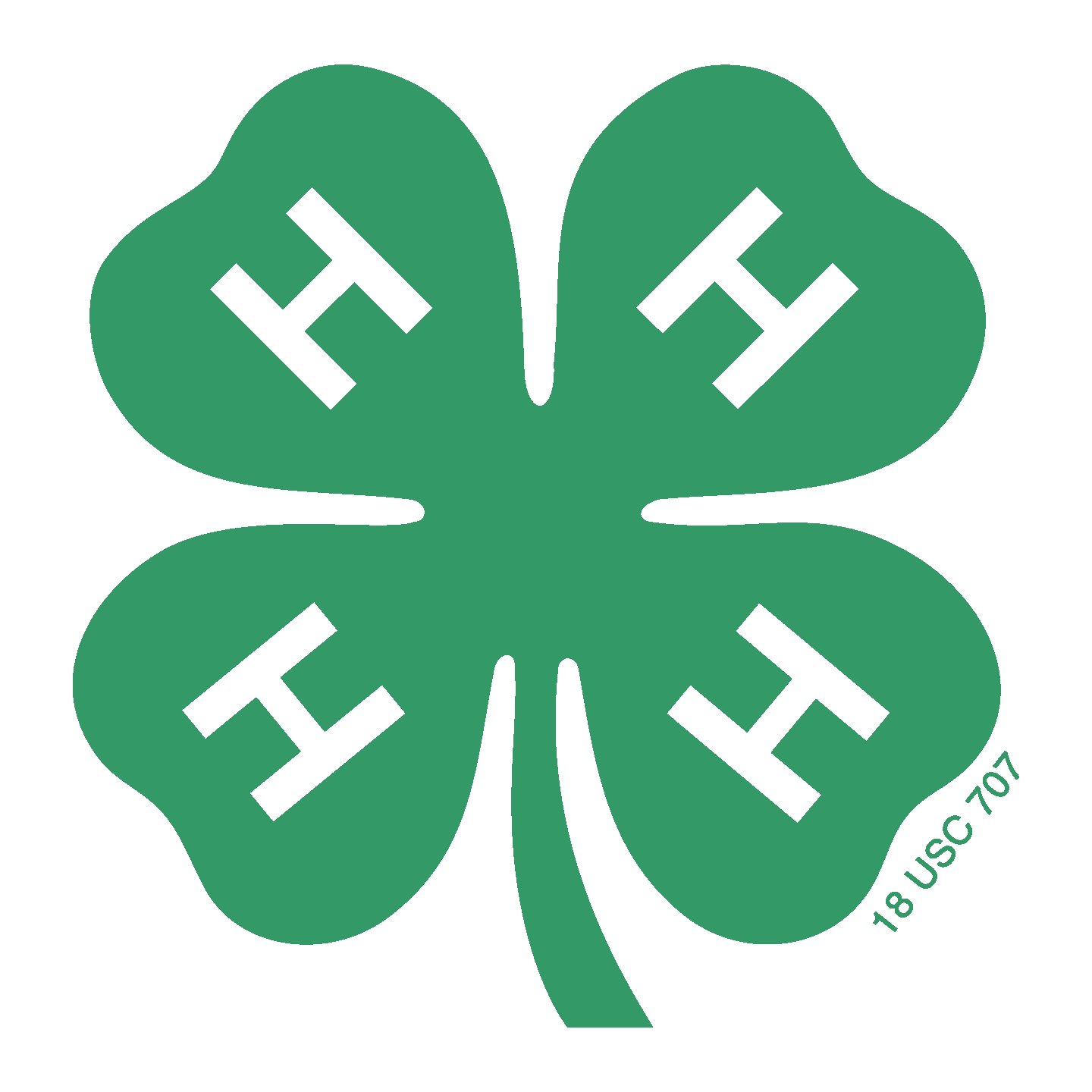 4-H Emblem Official 4-H emblem featuring a green four-leaf clover with a white letter H on each leaf and a stem pointing right.